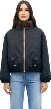 GERARD DAREL Sculpted Cropped High Neck Bomber Jacket