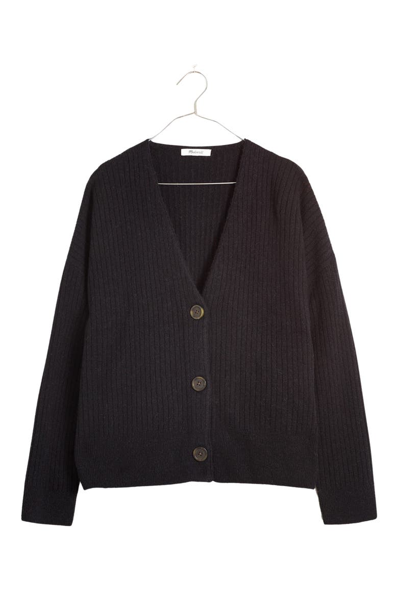 Cameron Ribbed Crop Cardigan, Alternate, color, TRUE BLACK