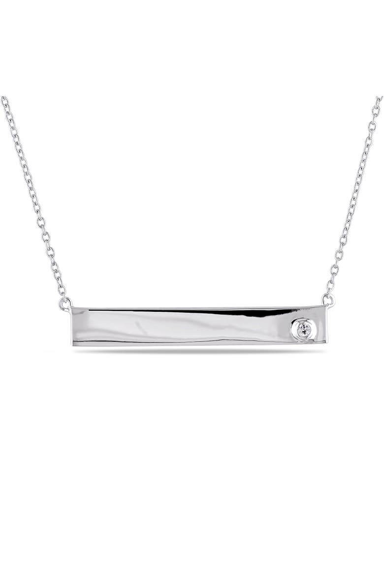 White Sapphire Linear Necklace Sterling Silver, Main, color, Sterling Silver