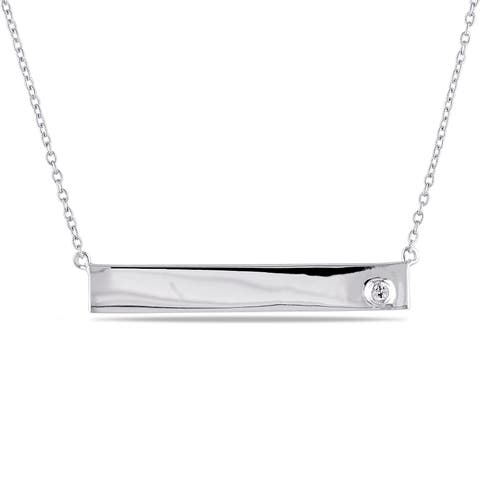 White Sapphire Linear Necklace Sterling Silver