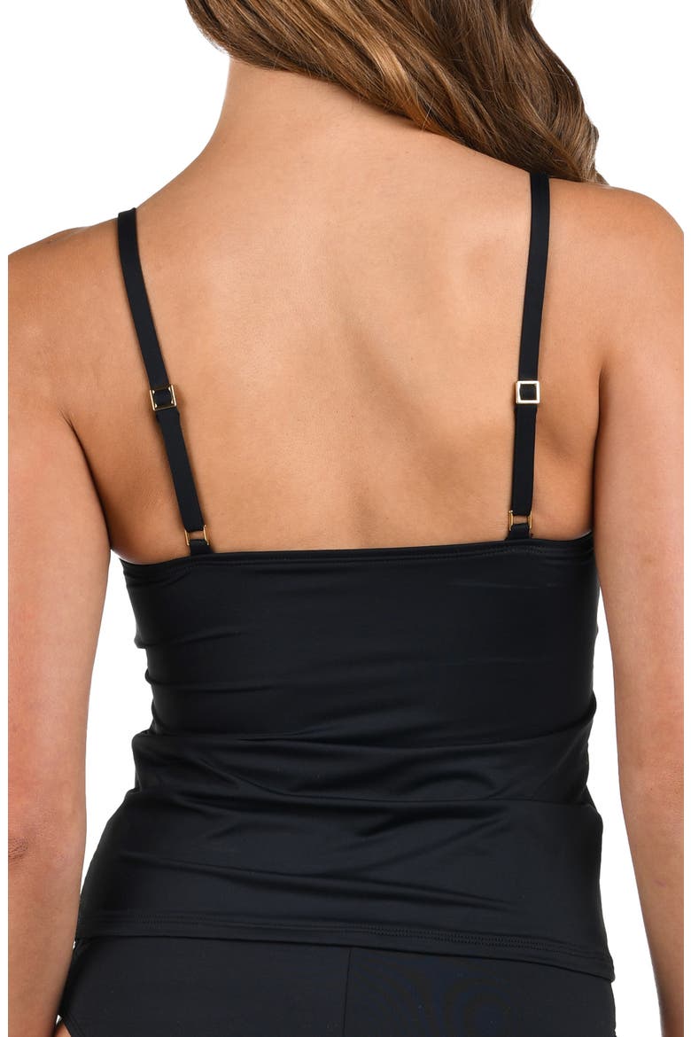 Twist Front Tankini Top, Alternate, color, BLACK