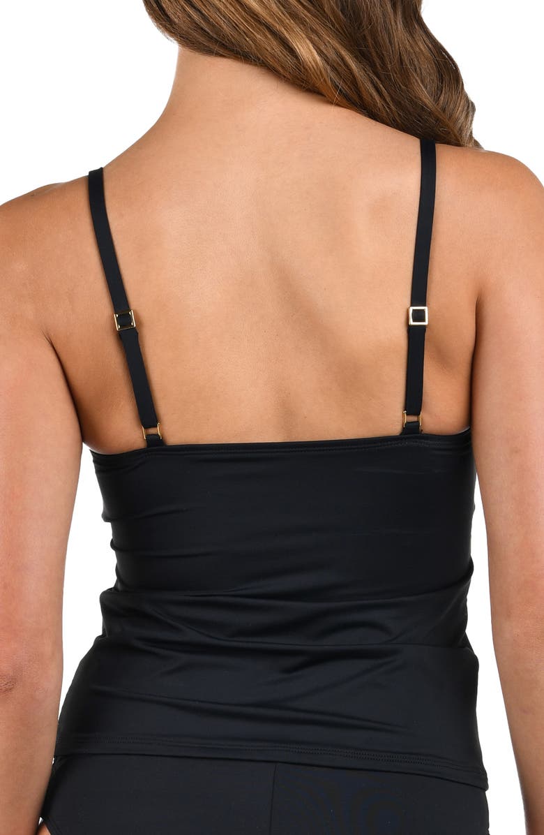 La Blanca Twist Front Tankini Top, Alternate, color, Black