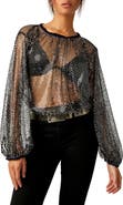 Free People Sparks Fly Sheer Sequin Top