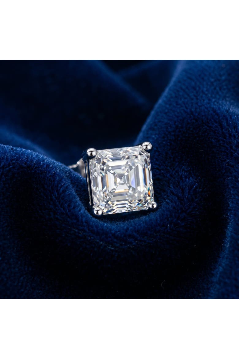 3.00Ct Asscher Cut Diamond Studs 14k Gold Lab Grown Earrings, Alternate, color, 14k White Gold