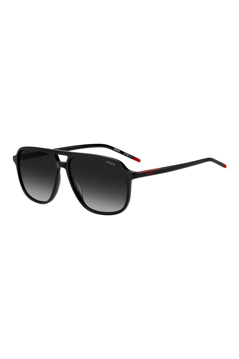58mm Square Sunglasses, Alternate, color, BLACK/ DARK GREY SF
