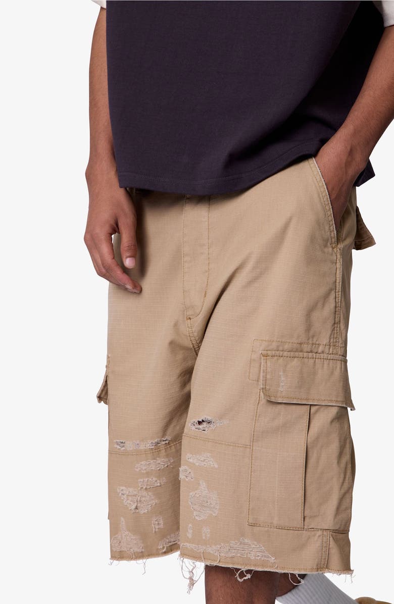 mnml Baggy Distressed Cargo Shorts, Alternate, color, Washed Khaki