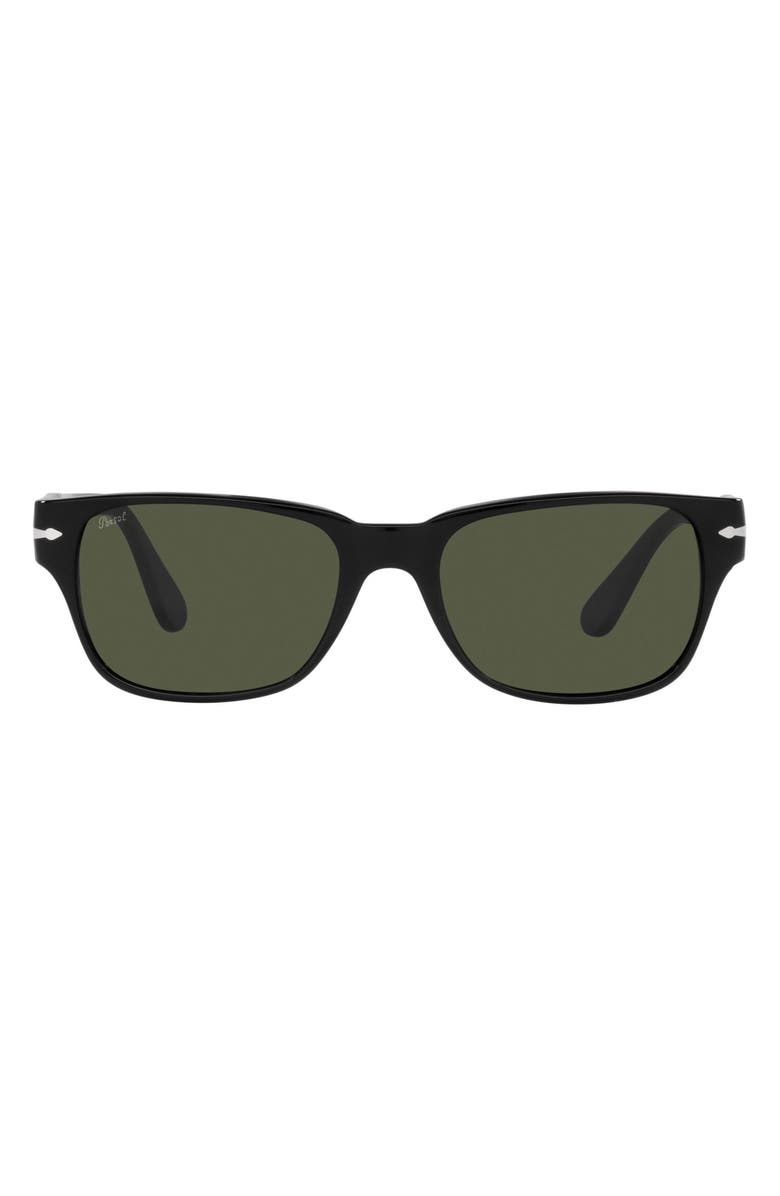 Persol 55mm Rectangular Sunglasses, Main, color, Black/ Green