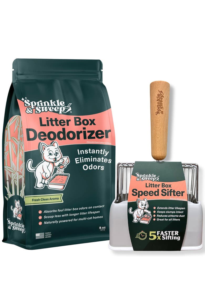 Litter Box Deodorizer Duo, 8oz Bag and Speed Sifter, Main, color, Green