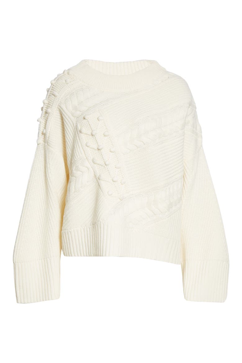 Loulou Studio Cable Popcorn Oversize Wool & Cashmere Sweater, Alternate, color, IVORY