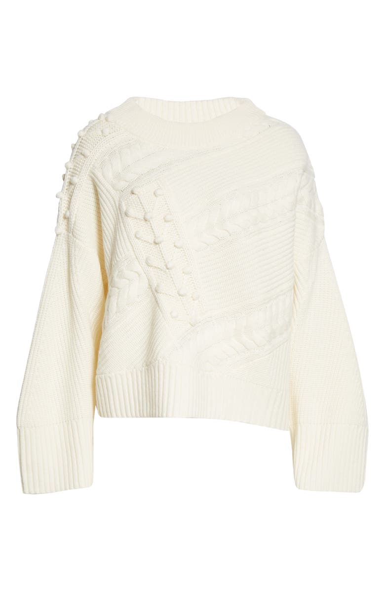 LOULOU DE SAISON Loulou Studio Cable Popcorn Oversize Wool & Cashmere Sweater, Alternate, color,
