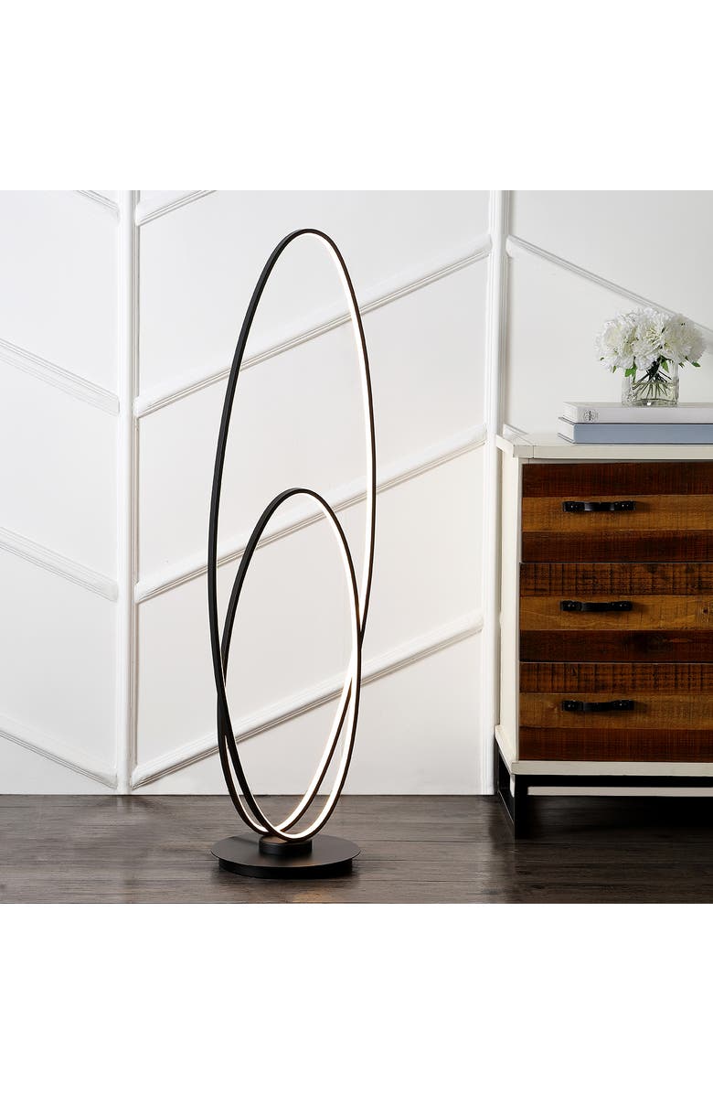 JONATHAN Y Looper Metal Modern Contemporary Oval Dimmable Integrated LED Floor Lamp, Main, color, Black