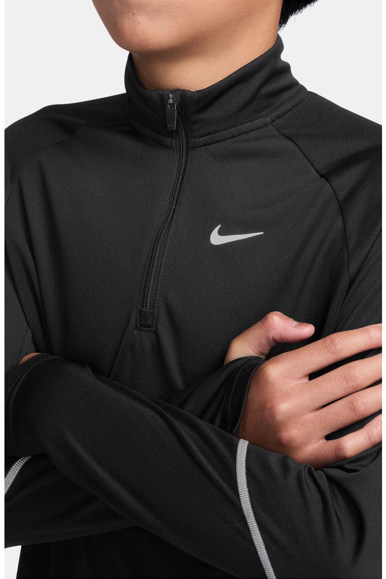 Kids' Dri-FIT Half Zip Top, Alternate, color, BLACK/ REFLECTIVE SILVER