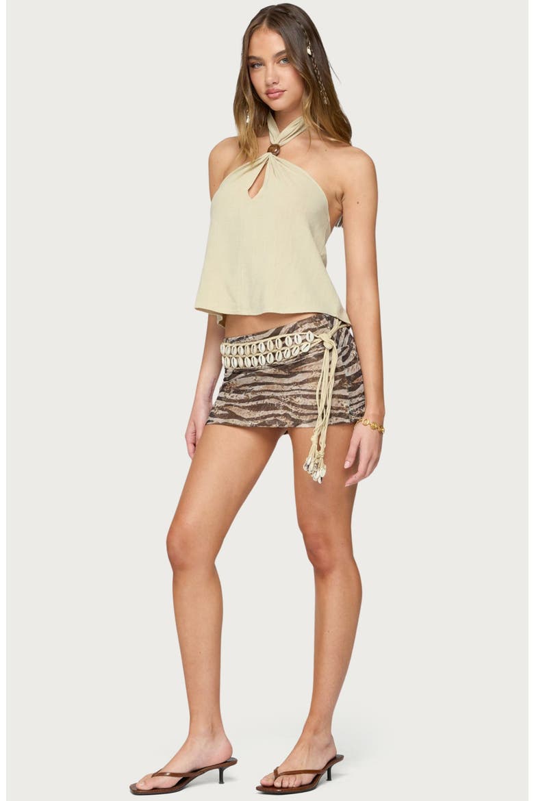 Ariya Keyhole Halter Cotton & Linen Top, Alternate, color, CREAM