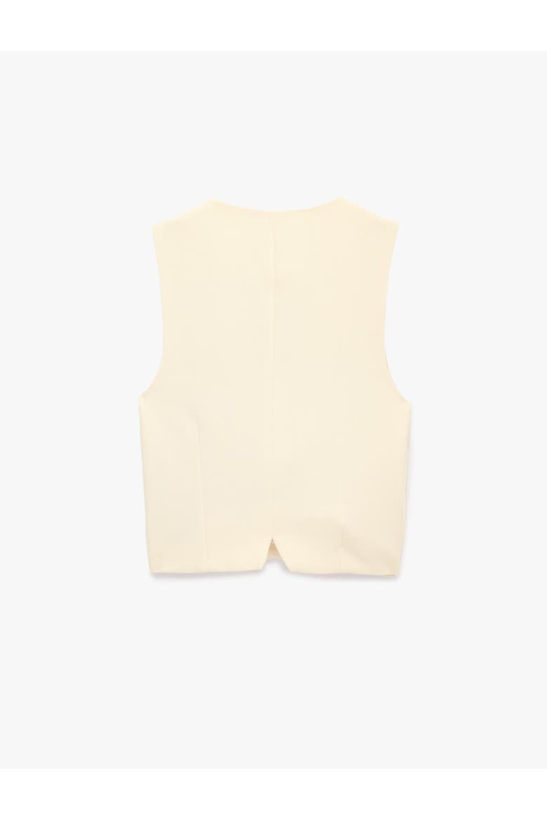 V-Neck Button-Front Vest with Applique Detailed, Alternate, color, OFF WHITE