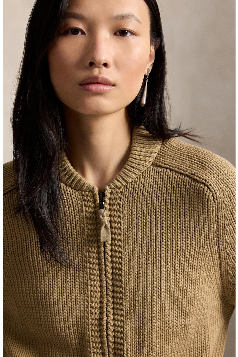 Full Zip Cotton Blend Cardigan, Alternate, color, DESERT KHAKI