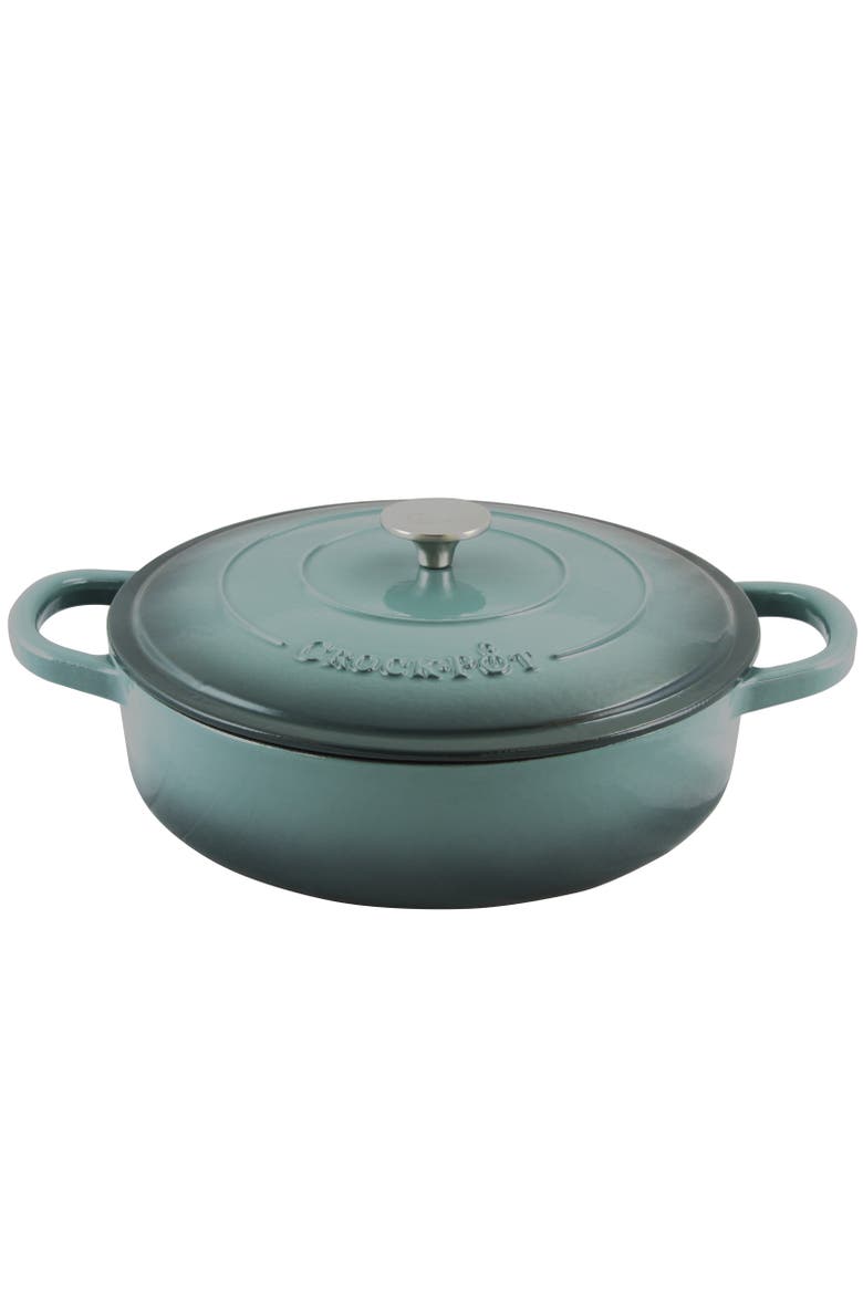 Enameled 5 Quart Cast Iron Round Braiser Pan with Self Basting Lid, Main, color, Grey