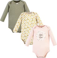 Hudson Baby Little Soft Cotton Long-sleeve One-piece 3pk