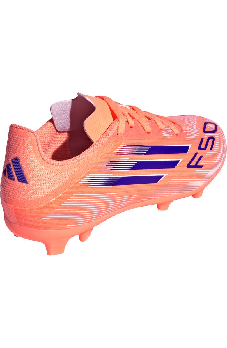 adidas Kids' F50 League Firm/Multiground Soccer Cleat, Alternate, color, Beam Orange/ Lucid Blue/ White