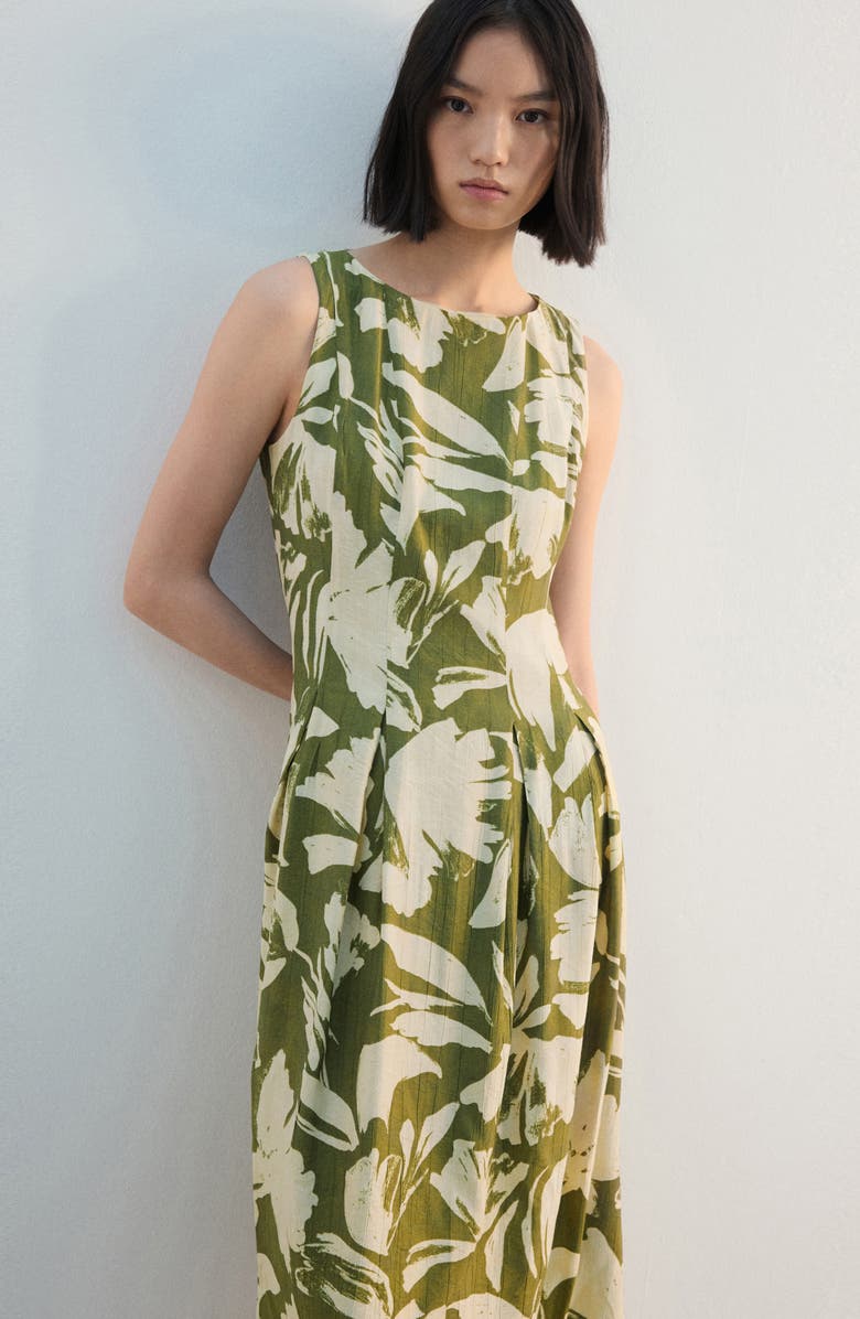 MANGO Floral Print Sleeveless Maxi Dress, Alternate, color, Green