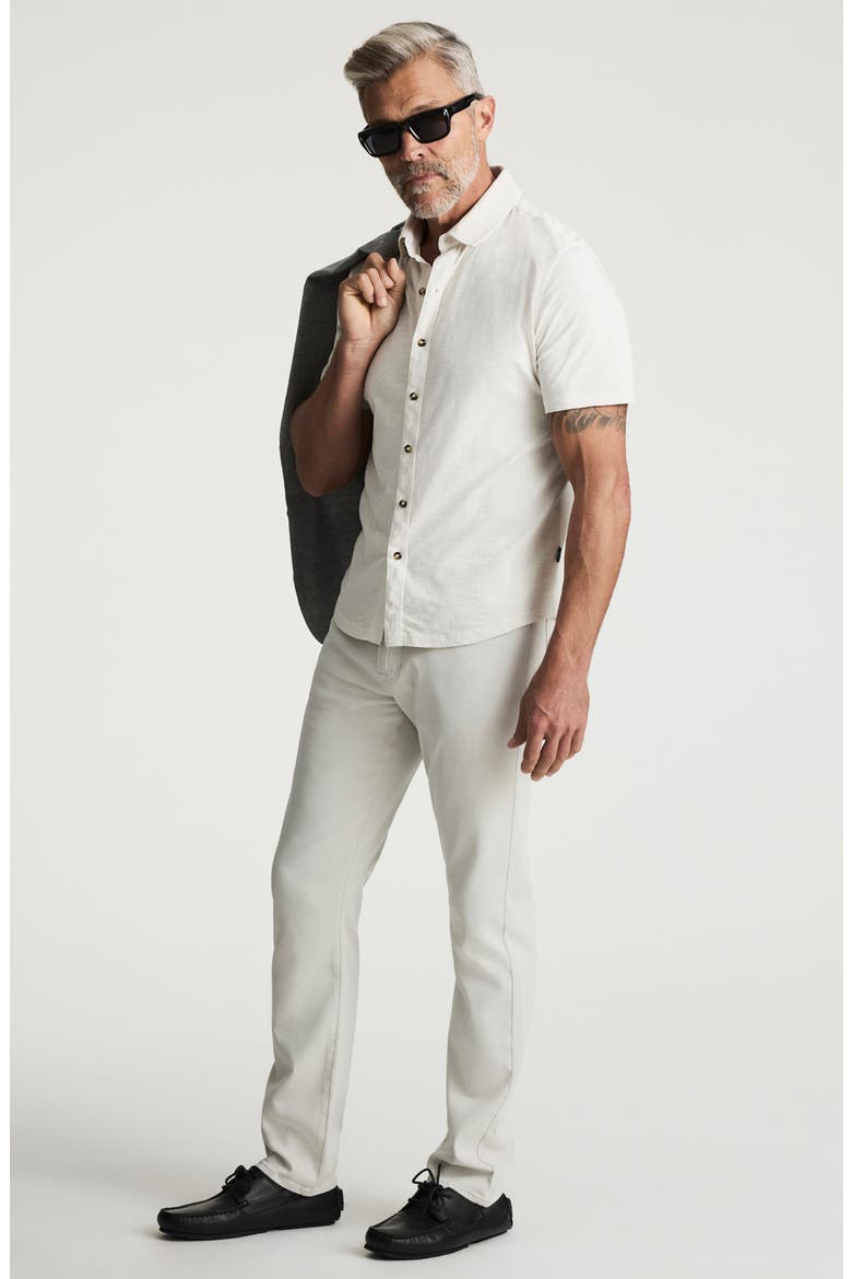 Short Sleeve Slub Cotton Jersey Button-Up Shirt, Alternate, color, ANTIQUE WHITE