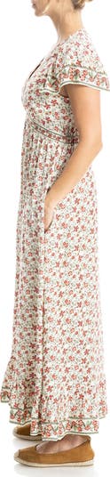 Empire Waist Flutter Sleeve Maxi Dress