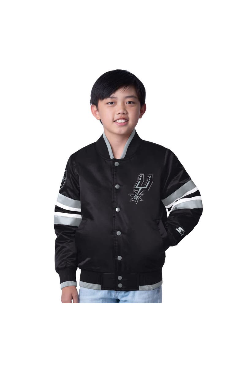 STARTER Youth Starter Black San Antonio Spurs Scout Varsity Full-Snap Jacket, Main, color, Black