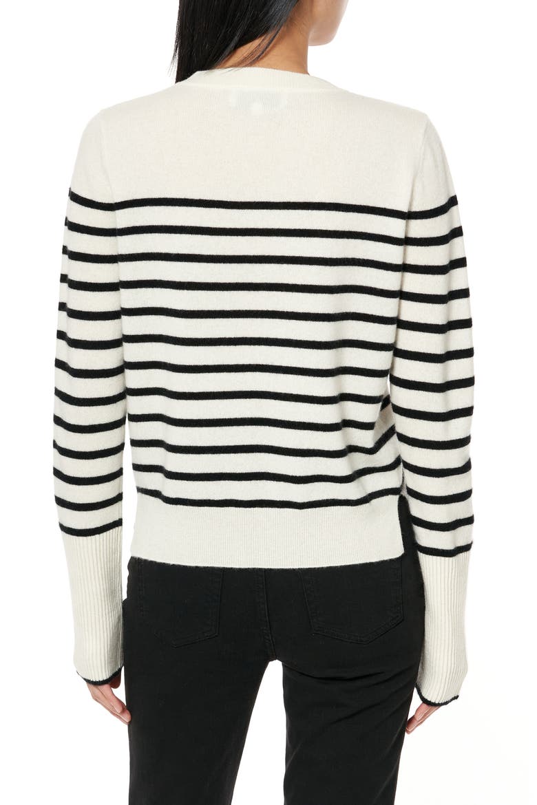 Lean Lines Stripe Cashmere Sweater, Alternate, color, CREAM / BLACK