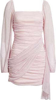 Jump Apparel Metallic Drape Front Long Sleeve Minidress