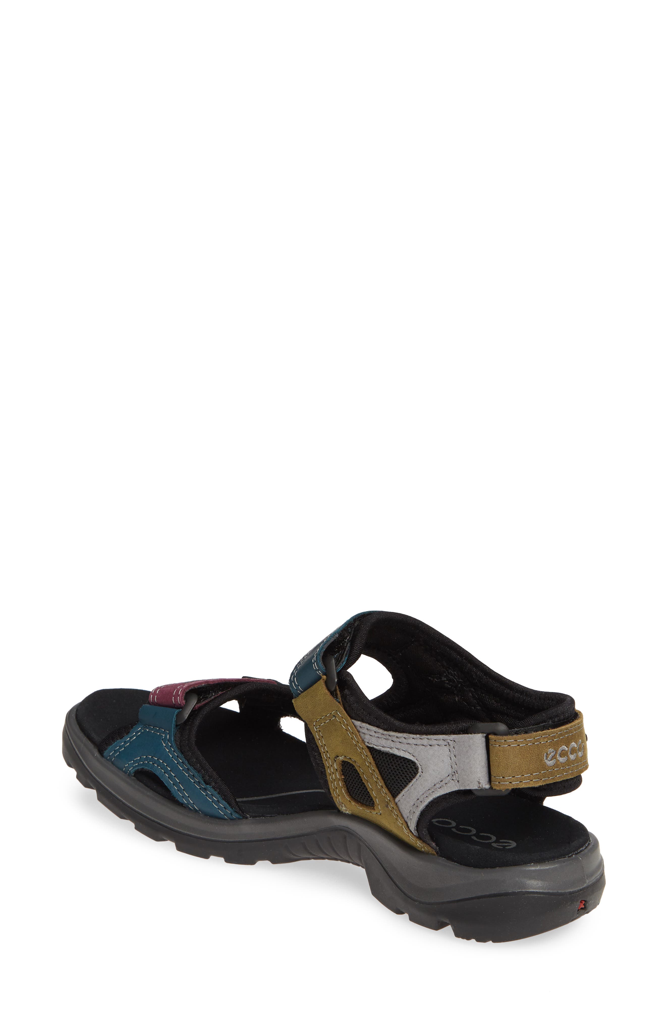 Yucatan Sandal, Alternate, color, PETROL/ AUBERGINE LEATHER