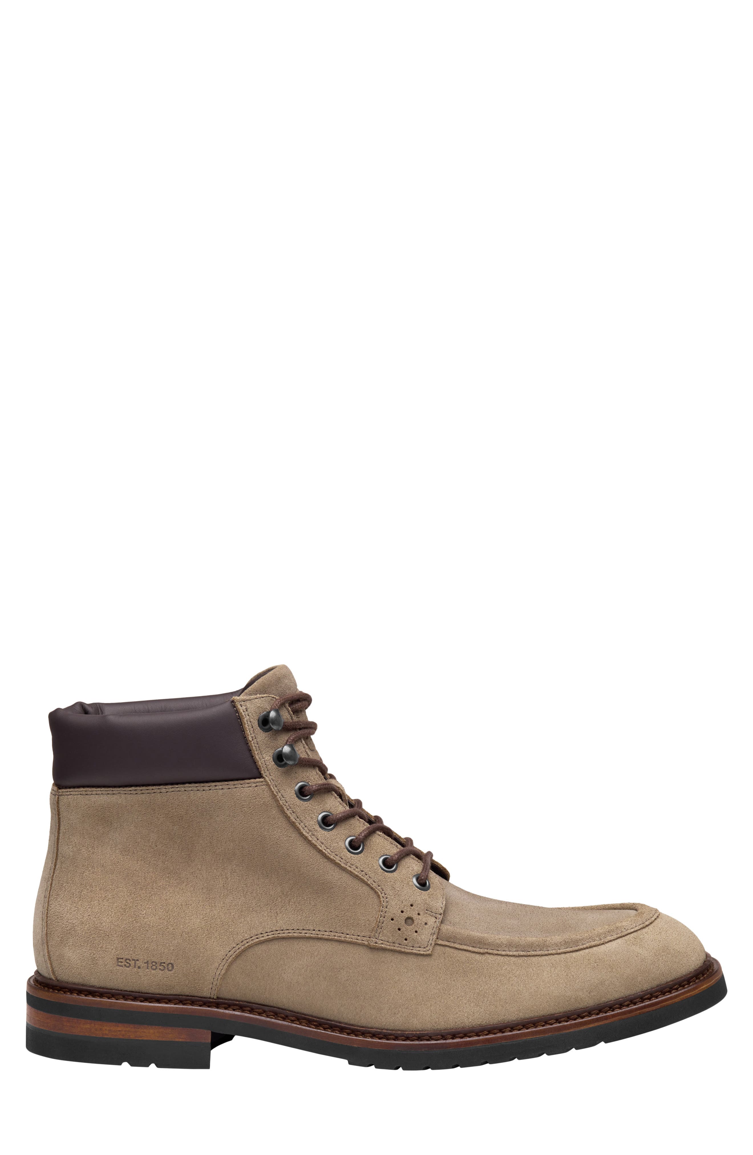 Hartford Moc Toe Boot, Alternate, color, DARK TAUPE ITALIAN SUEDE
