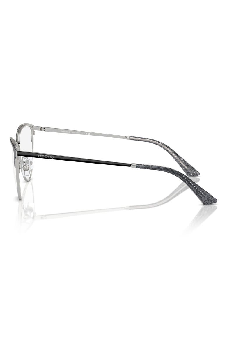 Jimmy Choo 55mm Cat Eye Optical Glasses, Alternate, color, Silver/ Black / Demo Lens