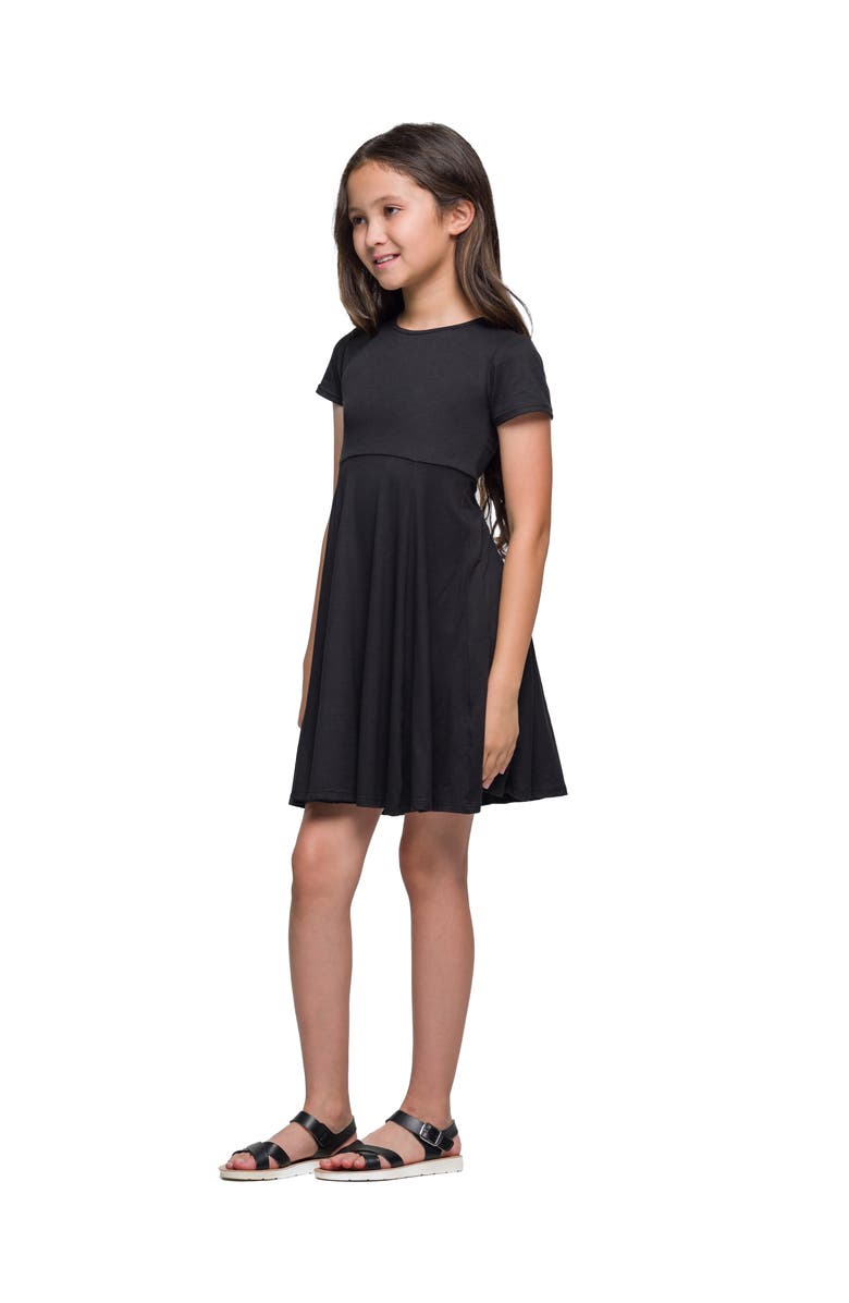 24sevenKid Flowy Short Sleeve Dress, Alternate, color, Black