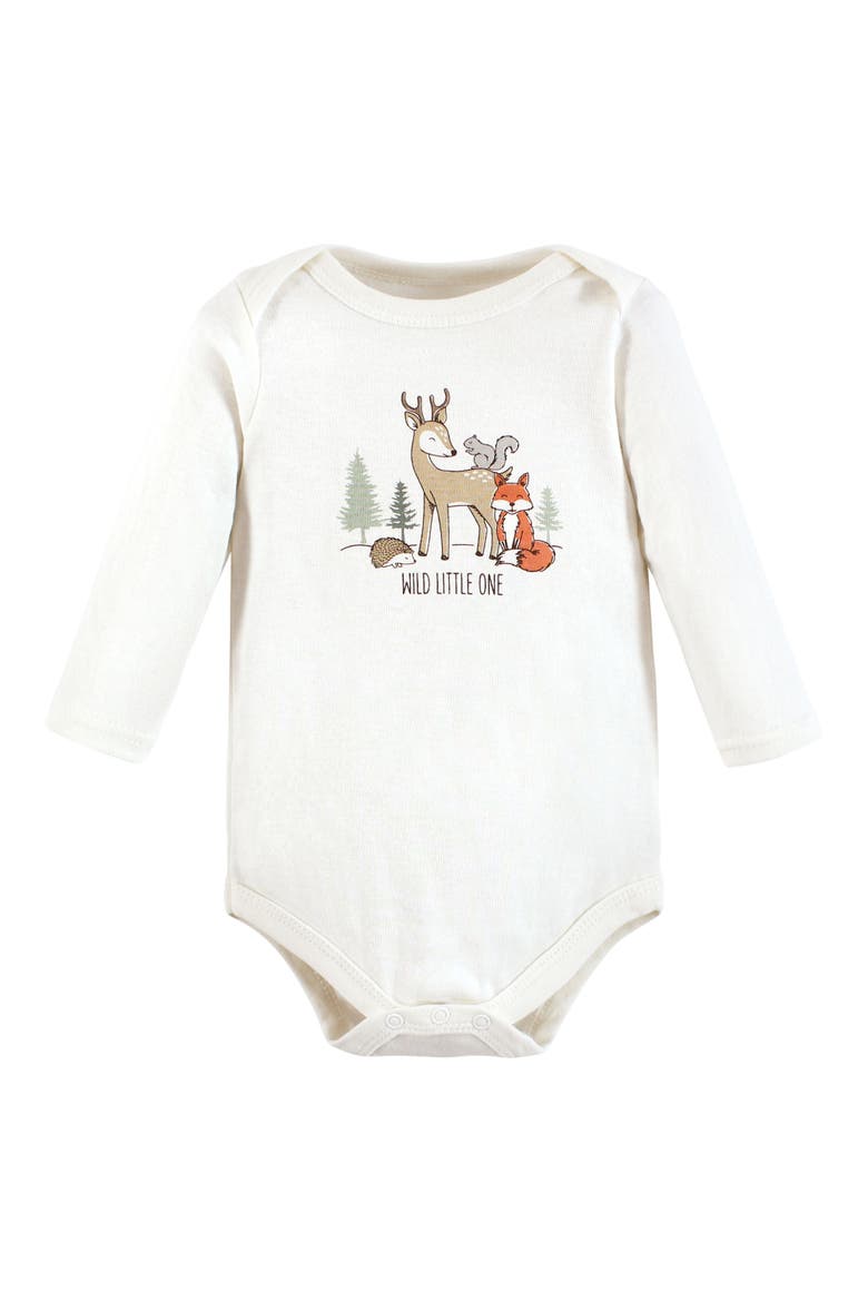 Cotton Long-sleeve Bodysuit 3pk (baby), Alternate, color, Forest Animals