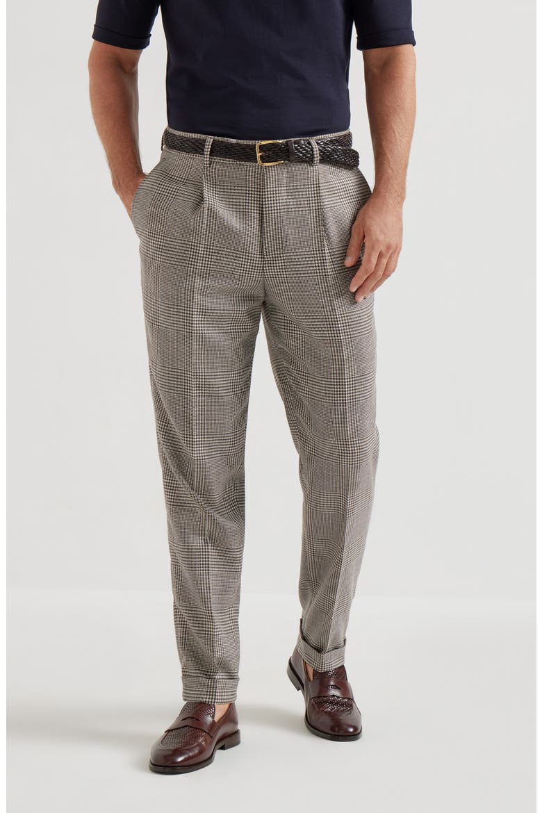 Prince of Wales trousers, Main, color, Brown