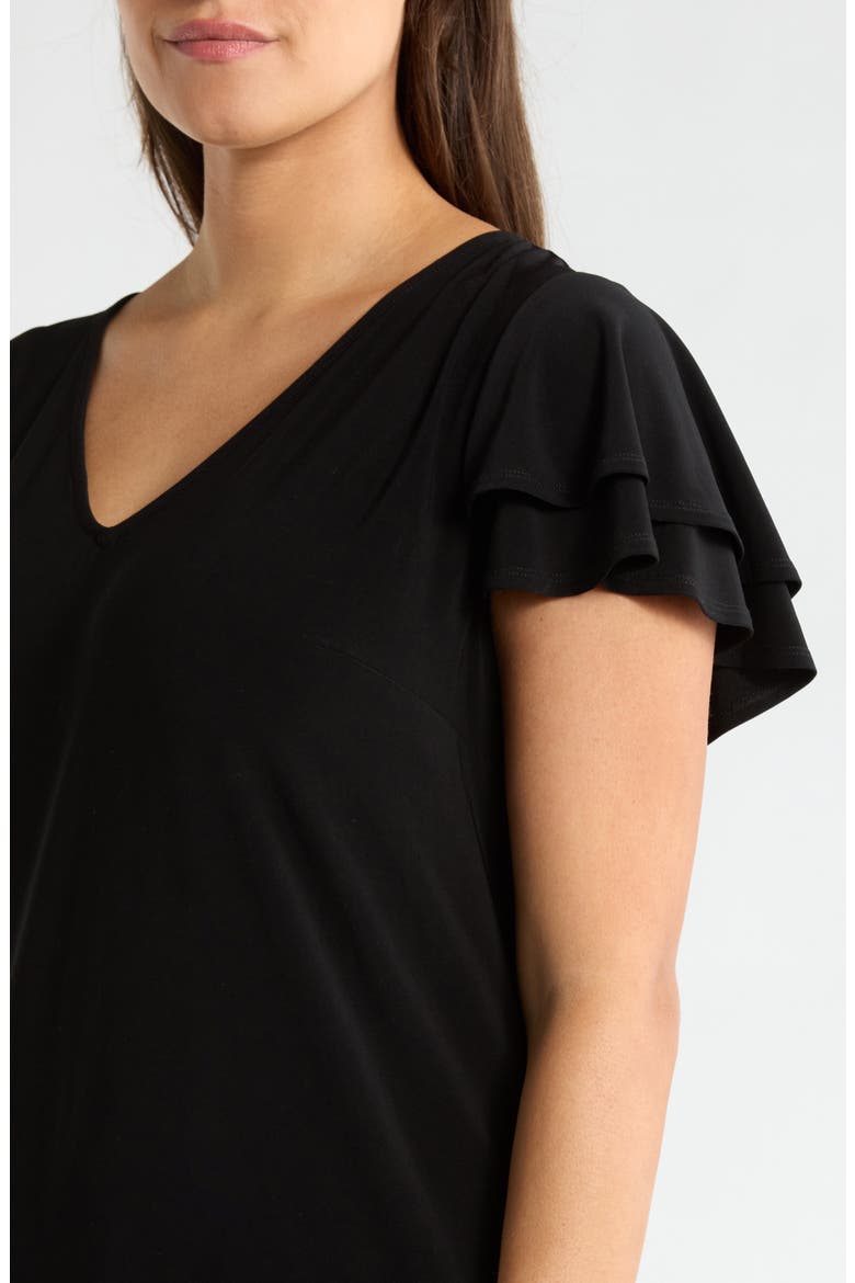 Double Flutter Sleeve A-Line Dress, Alternate, color, ANNE BLACK