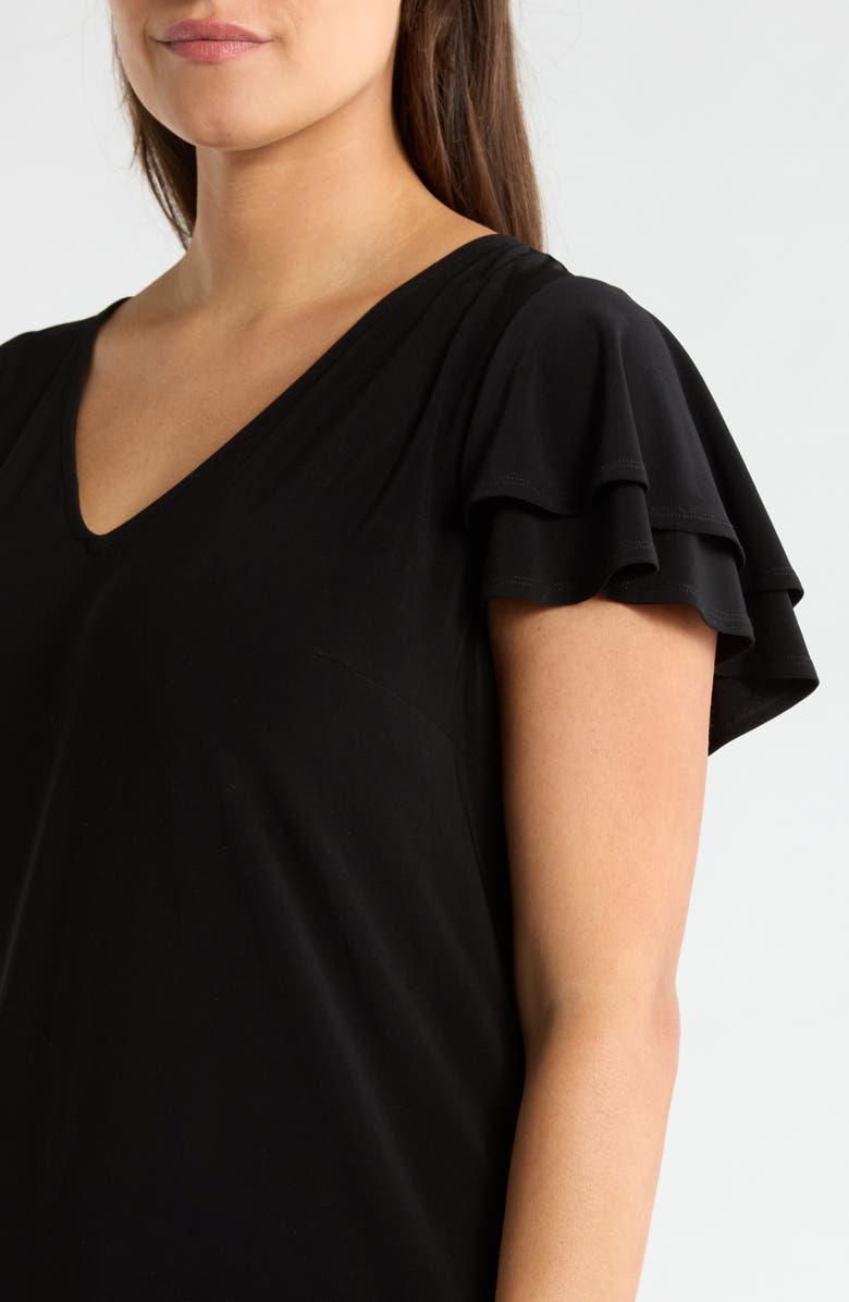 AK ANNE KLEIN Double Flutter Sleeve A-Line Dress, Alternate, color, Anne Black