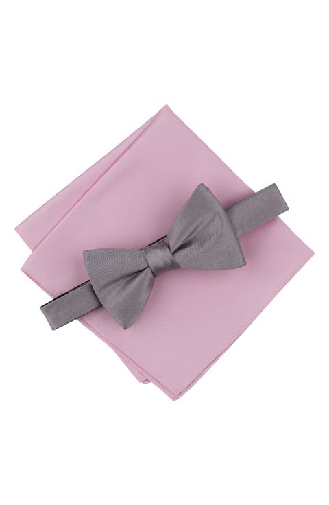 Textured Satin Bow Tie & Pocket Square Set