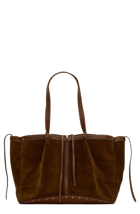 Meryl Suede Leather Carryall Tote