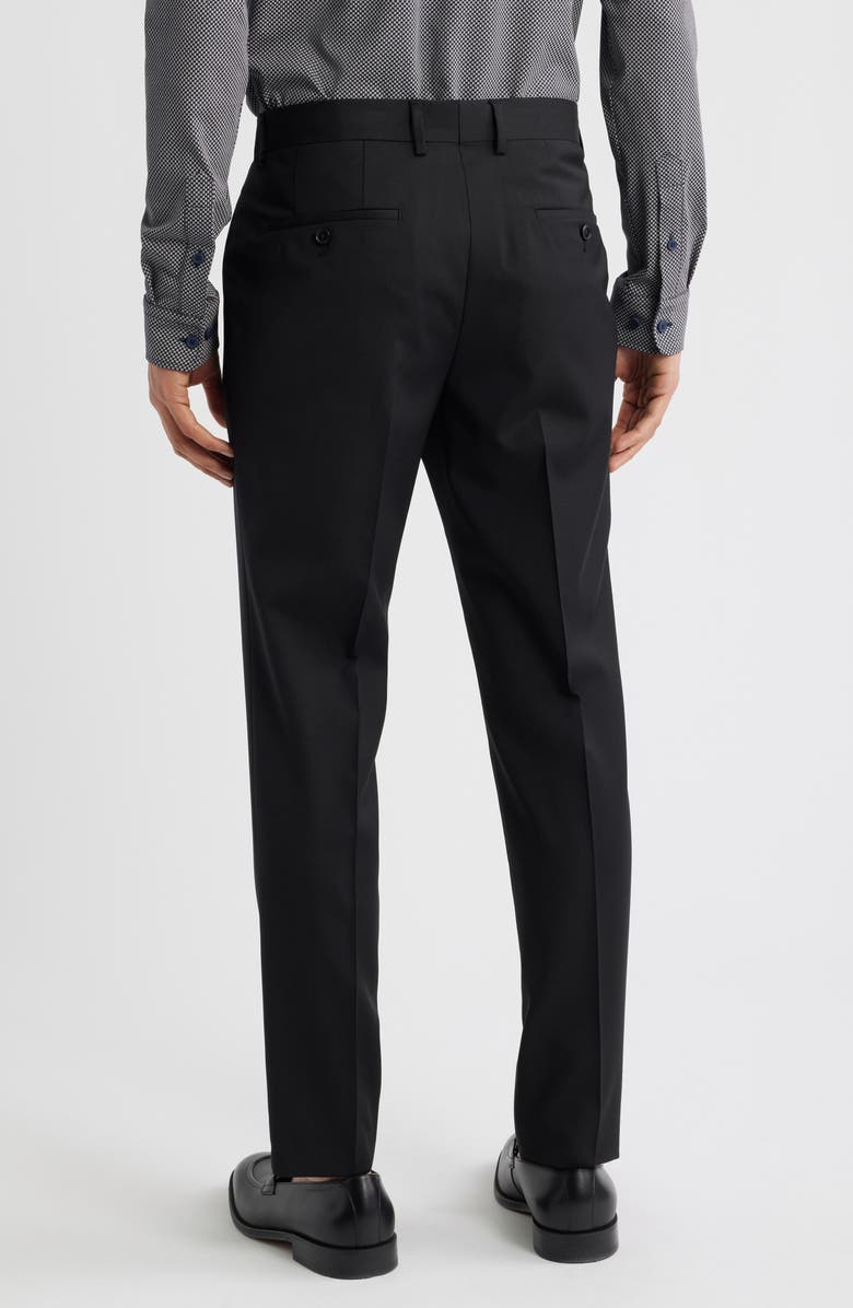 BOSS George Flat Front Wool Suit Pants, Alternate, color, Black