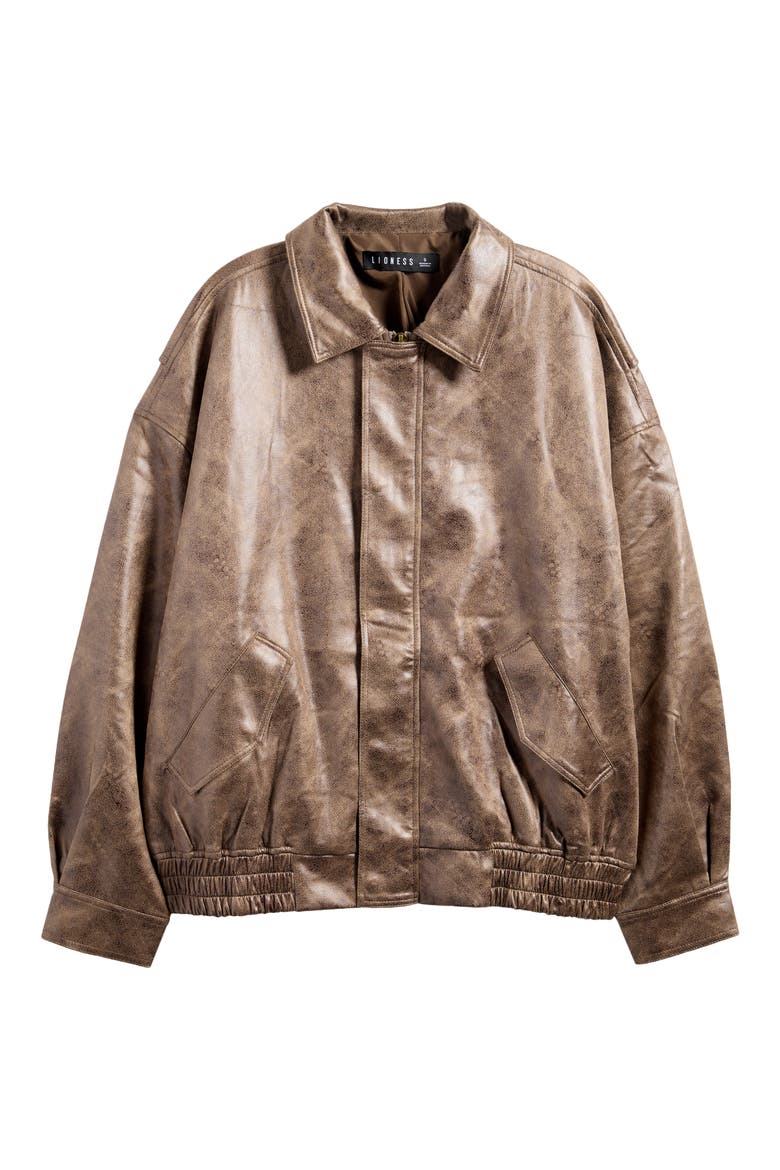 Kenny Faux Leather Bomber Jacket, Alternate, color, CHOCOLATE
