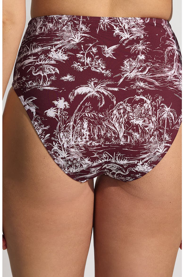 Cheeky High Waisted Bikini Bottoms, Alternate, color, Burgundy Island Scenic