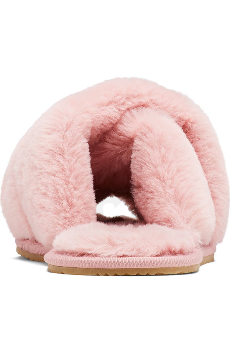 SOREL Go Mail Run Faux Fur Slide Slipper, Alternate, color, Eraser Pink/ Sea Salt