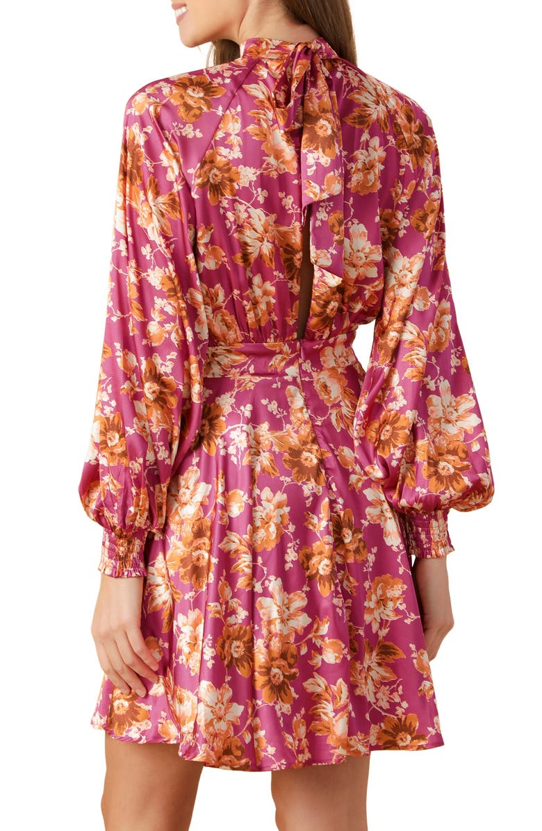 FLYING TOMATO Mock Neck Long Sleeve Minidress, Alternate, color,