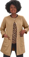 Jessica London Collarless Button Front Coat