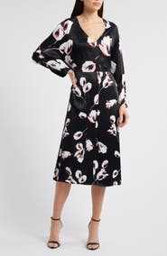 BOSS Diesha Long Sleeve Satin A-Line Dress
