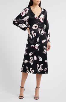 BOSS Diesha Long Sleeve Satin A-Line Dress