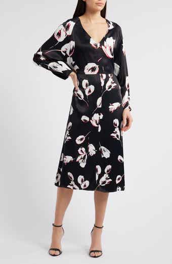 BOSS Diesha Long Sleeve Satin A-Line Dress