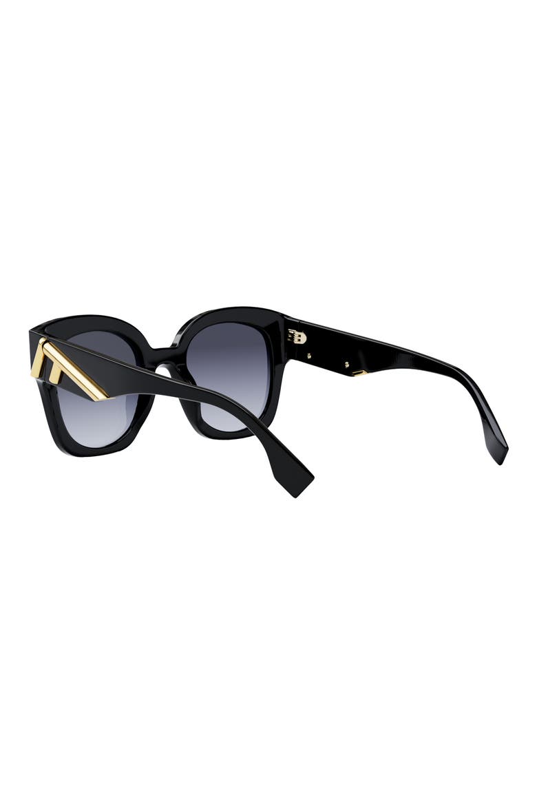 'Fendi First 63mm Square Sunglasses, Alternate, color, SHINY BLACK / GRADIENT BLUE
