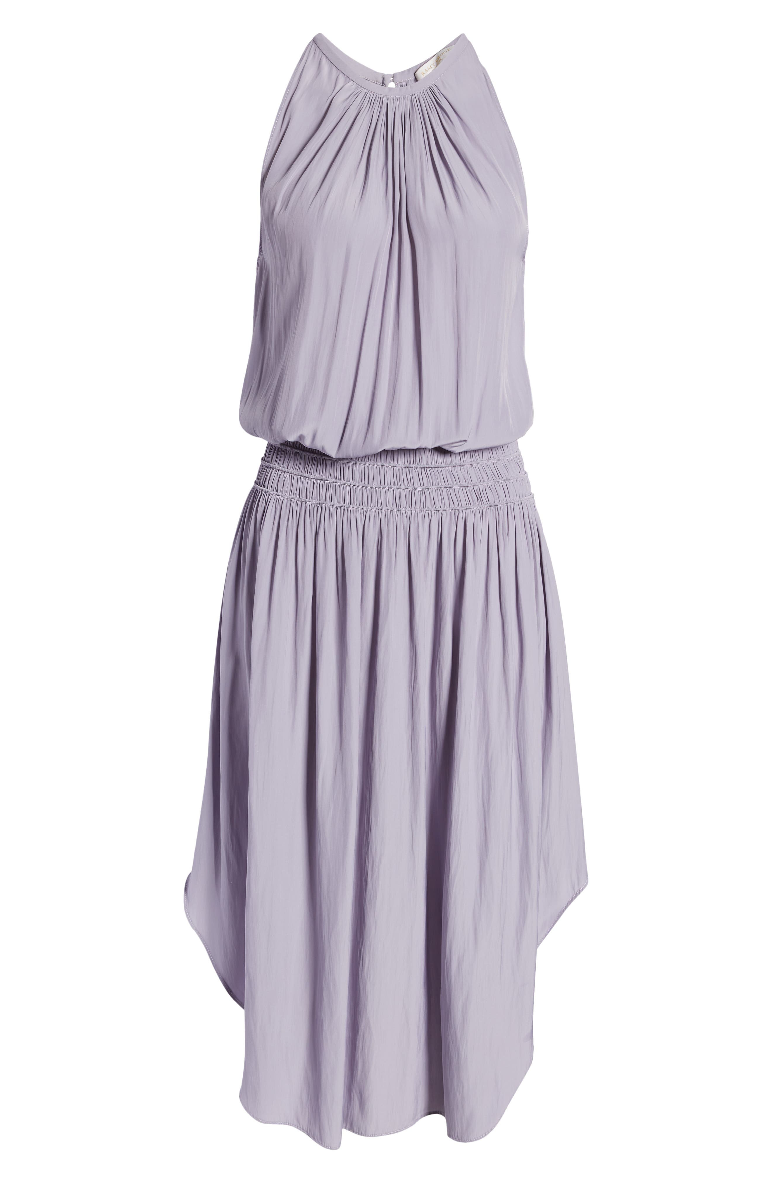 ramy brook audrey smocked midi dress Ramy Brook Audrey Gray Smocked Waist Frayed Neck Blouson Midi Dress S