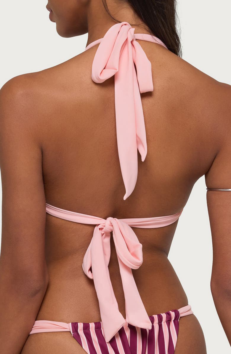 EDIKTED Esmer Knotted Tie Strap Bikini Top, Alternate, color, Pink